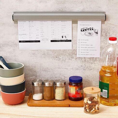 Henoyso 2 قطع حامل التذاكر صاحب التذاكر حامل إيصال الألومنيوم رف التذاكر Silver Silver Kitchen Slide Rack for Office Cafes Pubs (24 inch ، square) in Saudi Arabia