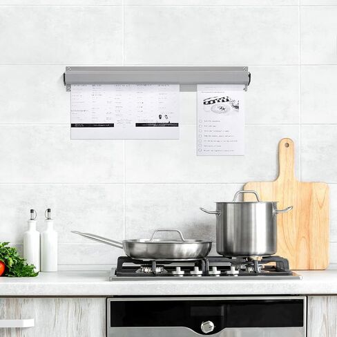Henoyso 2 قطع حامل التذاكر صاحب التذاكر حامل إيصال الألومنيوم رف التذاكر Silver Silver Kitchen Slide Rack for Office Cafes Pubs (24 inch ، square) in Saudi Arabia