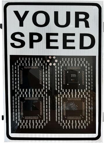Vehicle Radar Speed Limit Sign, Flashing Solar Speed Reading Sign Aluminum Road MPH Speed Warning Detection, Easy to Install, with Accessories, 20"x27"/24"x35"(Yellow,50 * 70cm) in Saudi Arabia