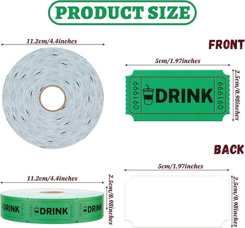1000 Raffle Tickets, Blue Drink Ticket, Single Roll for Events, Entry, Class Reward, Fundraiser & Prizes, Size 1 x 2 Inch in Saudi Arabia