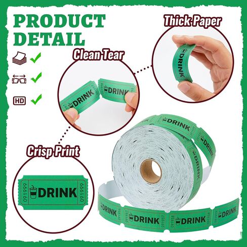 1000 Raffle Tickets, Blue Drink Ticket, Single Roll for Events, Entry, Class Reward, Fundraiser & Prizes, Size 1 x 2 Inch in Saudi Arabia