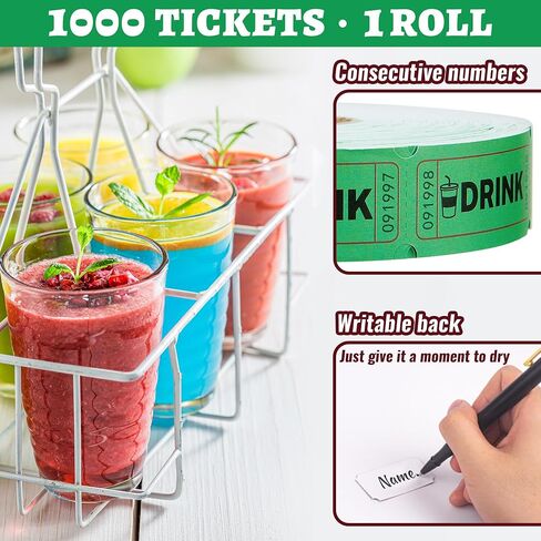 1000 Raffle Tickets, Blue Drink Ticket, Single Roll for Events, Entry, Class Reward, Fundraiser & Prizes, Size 1 x 2 Inch in Saudi Arabia