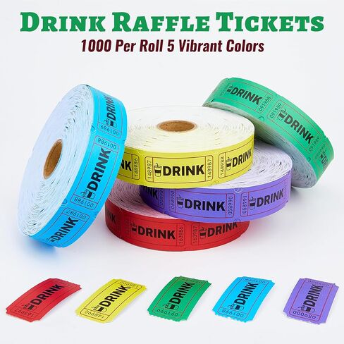 1000 Raffle Tickets, Blue Drink Ticket, Single Roll for Events, Entry, Class Reward, Fundraiser & Prizes, Size 1 x 2 Inch in Saudi Arabia