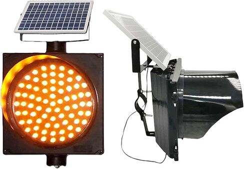 Solar Traffic Signals Signs Lights, 200mm/300mm/400mm LED Yellow Flashing Light with Solar Panel for Car Traffic Warning, IP65 Waterproof(20cm) in Saudi Arabia