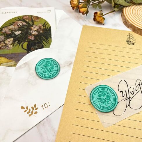 25Pcs Wax Seal Stickers Handmade Envelope Seals Self Adhesive Wax Stickers for Wedding Party Invitations, Envelope, Gift Wrap, Christmas(Rosemary Style, Bronze Wax) in Saudi Arabia