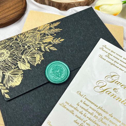 25Pcs Wax Seal Stickers Handmade Envelope Seals Self Adhesive Wax Stickers for Wedding Party Invitations, Envelope, Gift Wrap, Christmas(Rosemary Style, Bronze Wax) in Saudi Arabia