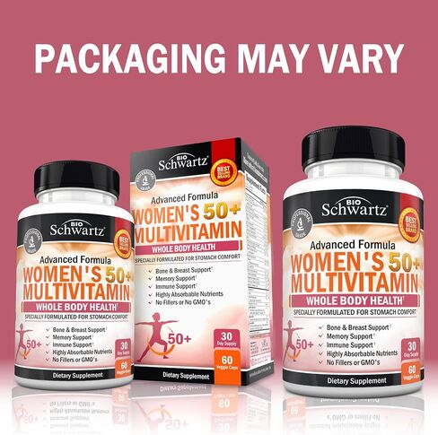 Daily Multivitamin for Women 50 & Over – Memory Support Supplement – Promotes Stress Reduction & Healthy Immune Response – Women's Multivitamin Supplement Designed for Stomach Comfort - 60 Capsules in Saudi Arabia