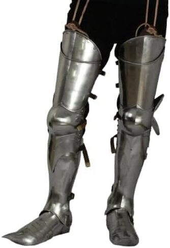 Generic LARP Medieval Knight Armor Leg Guard Sabaton Armor Cosplay Costume Silver, Standard in Saudi Arabia