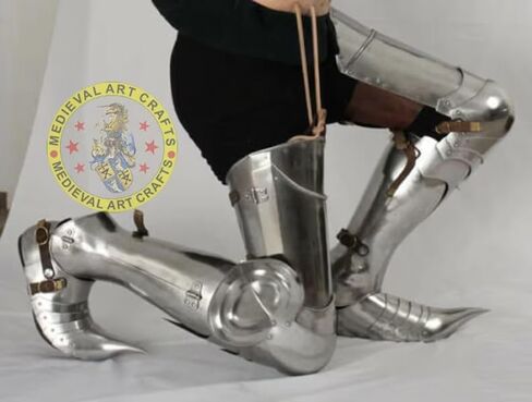 Generic LARP Medieval Knight Armor Leg Guard Sabaton Armor Cosplay Costume Silver, Standard in Saudi Arabia