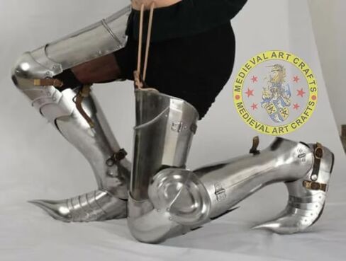 Generic LARP Medieval Knight Armor Leg Guard Sabaton Armor Cosplay Costume Silver, Standard in Saudi Arabia