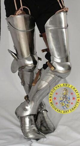 Generic LARP Medieval Knight Armor Leg Guard Sabaton Armor Cosplay Costume Silver, Standard in Saudi Arabia