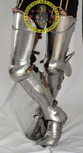 Generic LARP Medieval Knight Armor Leg Guard Sabaton Armor Cosplay Costume Silver, Standard in Saudi Arabia