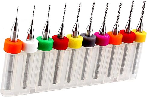 EVGATSAUTO 10pcs Carbide Micro Drill 0.3-1.2mm, Bits for Print Circuit Board, , Large Discharge Space, Fine Grinding Process, Long Life, Random Color in Saudi Arabia