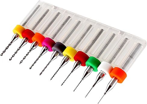 EVGATSAUTO 10pcs Carbide Micro Drill 0.3-1.2mm, Bits for Print Circuit Board, , Large Discharge Space, Fine Grinding Process, Long Life, Random Color in Saudi Arabia