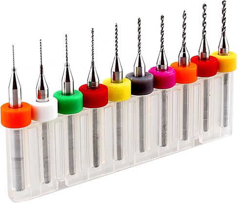 EVGATSAUTO 10pcs Carbide Micro Drill 0.3-1.2mm, Bits for Print Circuit Board, , Large Discharge Space, Fine Grinding Process, Long Life, Random Color in Saudi Arabia