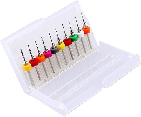 EVGATSAUTO 10pcs Carbide Micro Drill 0.3-1.2mm, Bits for Print Circuit Board, , Large Discharge Space, Fine Grinding Process, Long Life, Random Color in Saudi Arabia