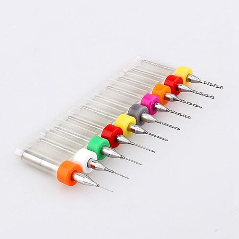 EVGATSAUTO 10pcs Carbide Micro Drill 0.3-1.2mm, Bits for Print Circuit Board, , Large Discharge Space, Fine Grinding Process, Long Life, Random Color in Saudi Arabia