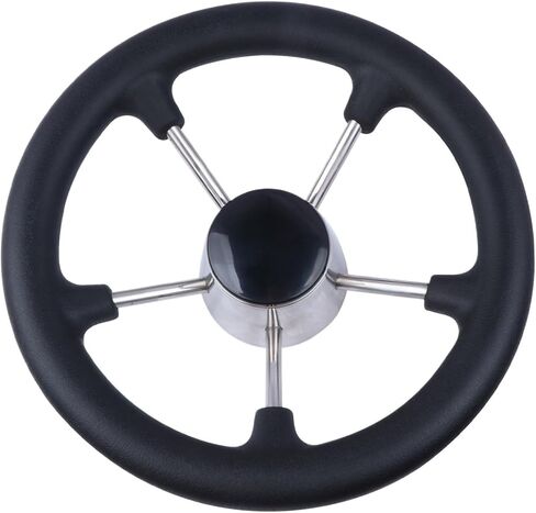 Boat Accessories 11 Inch stainless steel 5 Spoke Destroyer Steering Wheel with Black Foam(With knob) in Saudi Arabia
