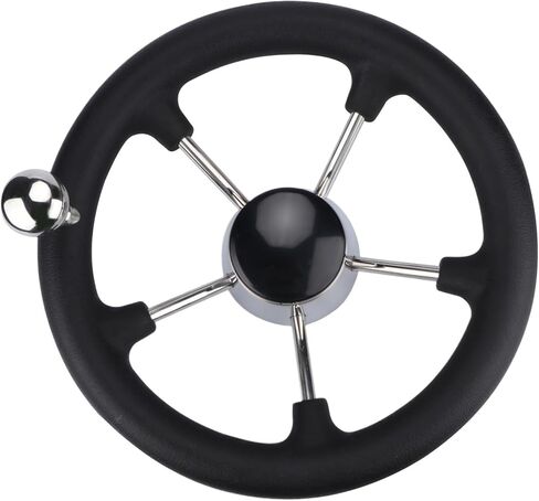 Boat Accessories 11 Inch stainless steel 5 Spoke Destroyer Steering Wheel with Black Foam(With knob) in Saudi Arabia
