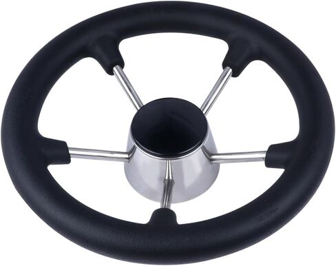 Boat Accessories 11 Inch stainless steel 5 Spoke Destroyer Steering Wheel with Black Foam(With knob) in Saudi Arabia