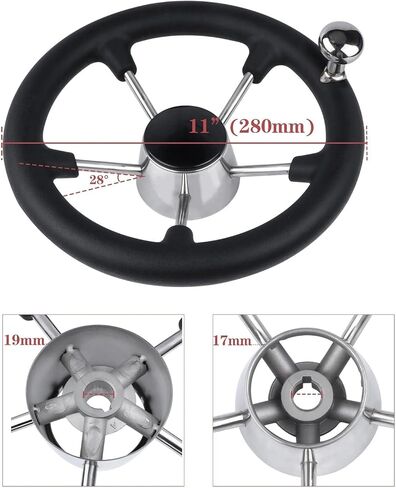 Boat Accessories 11 Inch stainless steel 5 Spoke Destroyer Steering Wheel with Black Foam(With knob) in Saudi Arabia