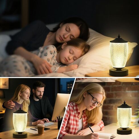 Portable LED Night Light with Touch Sensor, 3 Color Touch Control Rechargeable Lamp,3-Levels Brightness Metal Desk Table Bedside Dining Room Lamp in Saudi Arabia