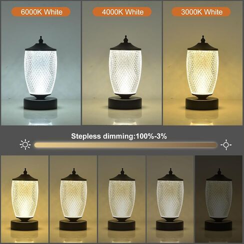 Portable LED Night Light with Touch Sensor, 3 Color Touch Control Rechargeable Lamp,3-Levels Brightness Metal Desk Table Bedside Dining Room Lamp in Saudi Arabia