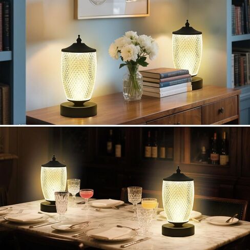 Portable LED Night Light with Touch Sensor, 3 Color Touch Control Rechargeable Lamp,3-Levels Brightness Metal Desk Table Bedside Dining Room Lamp in Saudi Arabia