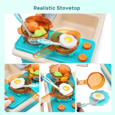 CUTE STONE Play Sink with Running Water, Toy Sink with Electric Faucet, Fishing Game, Toy Kitchen Accessories, Water Play Track, Pretend Play Dishwasher & Outdoor Water Table Toys for Toddlers Girls in Saudi Arabia