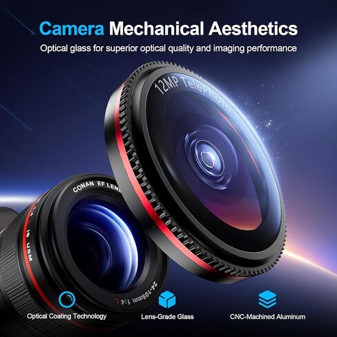 X-it for 2 Pack iPhone 16 Pro Max/15 Pro Max/14 Pro Max/14 Pro/15 Pro/iPhone 16 Pro Camera Lens Protector, Military-Grade Shatterproof Ultra HD 9H Tempered Glass iPhone Camera Lens Protector,Black Red in Kuwait