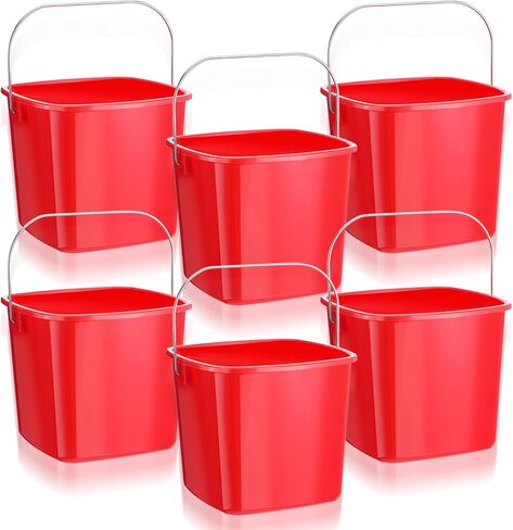 6 PCS 3 Quart Cleaning Duit Small Cleaning Square Ducket Pail ، Duitizer Duclizer Buckets لمدرسة Office Office للمطعم التجاري (Red) in Saudi Arabia
