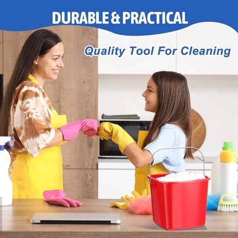 6 PCS 3 Quart Cleaning Duit Small Cleaning Square Ducket Pail ، Duitizer Duclizer Buckets لمدرسة Office Office للمطعم التجاري (Red) in Saudi Arabia