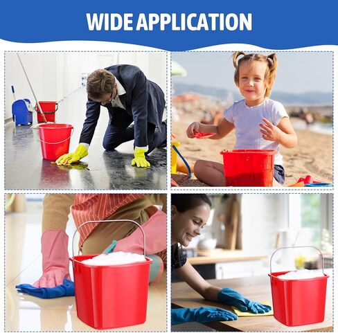 6 PCS 3 Quart Cleaning Duit Small Cleaning Square Ducket Pail ، Duitizer Duclizer Buckets لمدرسة Office Office للمطعم التجاري (Red) in Saudi Arabia