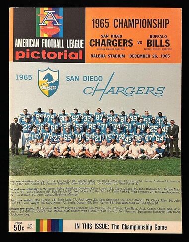 26 ديسمبر 1965 برنامج كرة القدم لبطولة AFL AFL VS VS Bills EX -MT/NM - NFL in Saudi Arabia