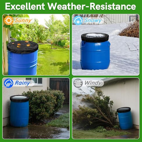 55 Gallon Drum Lid Cover - Water Storage Barrel Cover with Drawstring Waterproof Dust-proof for Rain Barrels, Trash Can Drum Covers for Preventing Fallen Leaves, Rain, Snow, Debris, Small Objects in Saudi Arabia