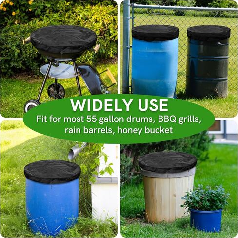55 Gallon Drum Lid Cover - Water Storage Barrel Cover with Drawstring Waterproof Dust-proof for Rain Barrels, Trash Can Drum Covers for Preventing Fallen Leaves, Rain, Snow, Debris, Small Objects in Saudi Arabia