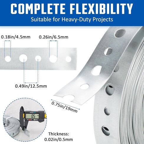 Galvanized 3/4-Inch X 100-Feet Metal Strapping with Holes 24-Gauge Metal Pipe Hanger Strap for Plumbing, HVAC and Duct Support in Kuwait