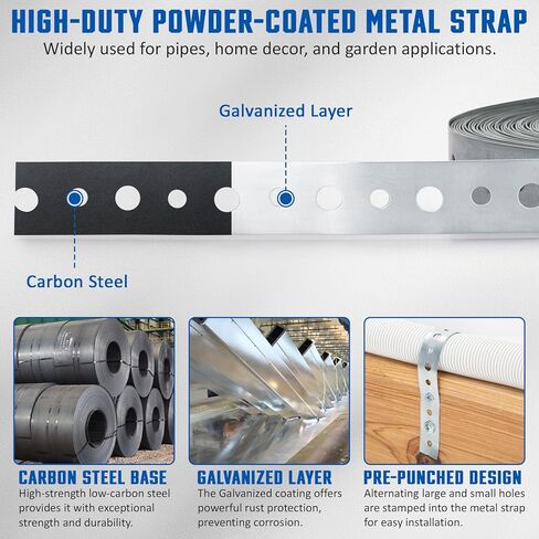 Galvanized 3/4-Inch X 100-Feet Metal Strapping with Holes 24-Gauge Metal Pipe Hanger Strap for Plumbing, HVAC and Duct Support in Kuwait