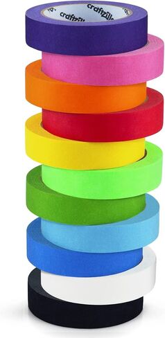 Craftzilla Arts and Crafts Kit for Kids – 11 Colored Masking Tape Rolls, 240 Sheets Construction Paper Assorterd Colors, Kid-Safe Scissors – All-in-One Kids Art Supplies Set - Arts and Craft Supplies in Kuwait