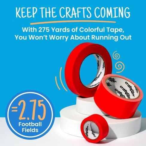 Craftzilla Arts and Crafts Kit for Kids – 11 Colored Masking Tape Rolls, 240 Sheets Construction Paper Assorterd Colors, Kid-Safe Scissors – All-in-One Kids Art Supplies Set - Arts and Craft Supplies in Kuwait