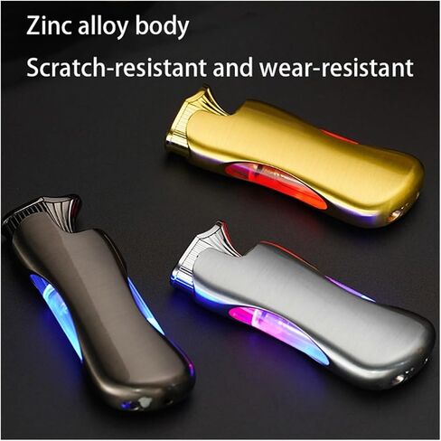 2024 Creative Cool Design, Double Flame Lighter with Transparent air Chamber, refillable Butane Lighter, Outdoor Camping Portable Lighter (Butane not Included)(Blue) in Saudi Arabia