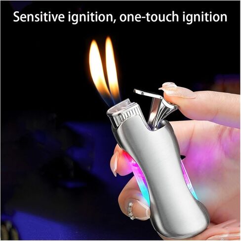 2024 Dual Flame Wighter ، تصميم مبدع وبارد ، مع غرفة هواء شفافة ، أخف وزناً قابلة لإعادة الملء ، أخف مخيمًا في الهواء الطلق (بوتان غير مدرج) (أحمر) (أحمر) in Saudi Arabia