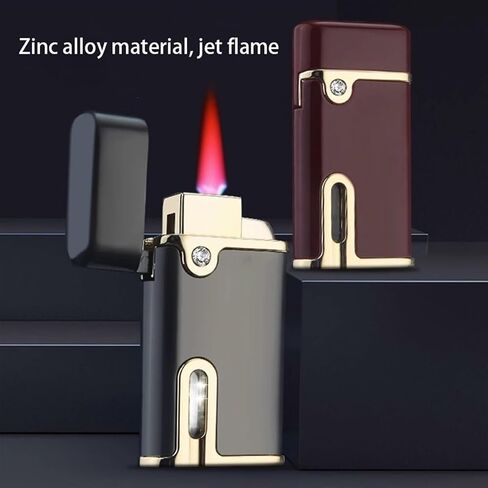 Windproof red Jet Flame Lighter with Visible air Chamber and Adjustable red Flame, refillable Butane Lighter for Outdoor, Indoor, Camping, Candles (Gas not Included)(Red) in Saudi Arabia