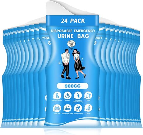 24 PCS Karuzka أكياس البول القابلة للتصرف ، الجيل الثالث 900 مل أكياس POE الطوارئ المحمولة للسفر للرجال/النساء ، حقيبة مبولة للجنسين للجنسين ، حقيبة مبولة مقاومة للجنحة وأكياس القيء لمشيه مرور المشي لمسافات طويلة in Kuwait