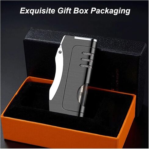 Jet Torch Lighter, Windproof Butane Gas Lighter, Metal Jet Flame Lighter, Adjustable Jet Flame refillable Butane Lighter for Indoor and Outdoor use, Candles, Camping (Butane not Included)(Gray) in Saudi Arabia