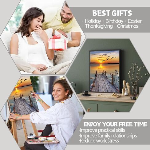 88iiAii Paint by Numbers Kit for Adults, Paint by Number Flowers with 3 Brushes and Acrylic Can Be Used As A Gift Or Wall Decoration, with Gift Box(16x20 Inch) in Saudi Arabia