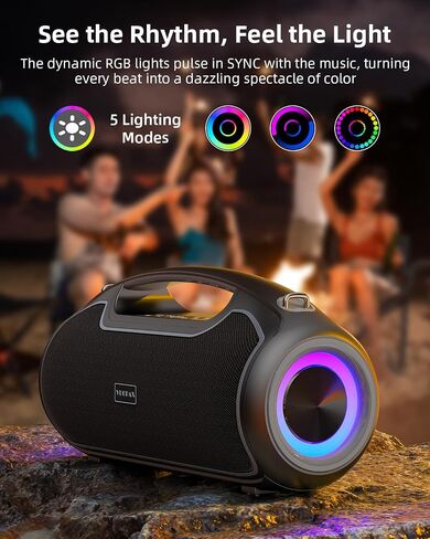 Portable Bluetooth Speakers, 200W Peak Loud Sound and Deep Bass for Party, IP65 Waterproof Wireless Outdoor Speaker w/ 2*Subwoofer/Tweeter/DSP/Bass Boost/Fast Charging/TWS/TF/USB/AUX, 24H Playtime in Saudi Arabia