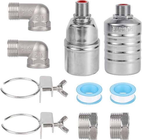 2 مجموعات صمامات تعويم الماء ، 1/2 "إلى 3/4" التلقائي مستوى المياه التحكم في صمام الفولاذ المقاوم للصدأ مغلق وحدة تحكم من أجل خزان الأسماك صهريج حمام السباحة وحوض السمك in Saudi Arabia