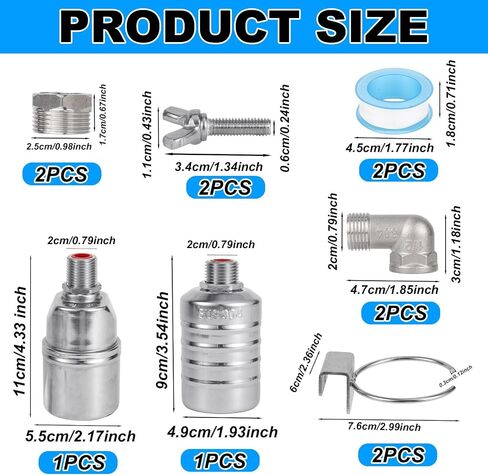 2 مجموعات صمامات تعويم الماء ، 1/2 "إلى 3/4" التلقائي مستوى المياه التحكم في صمام الفولاذ المقاوم للصدأ مغلق وحدة تحكم من أجل خزان الأسماك صهريج حمام السباحة وحوض السمك in Saudi Arabia