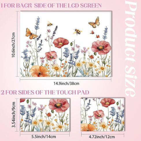 SUPERDANT Butterfly Girl Laptop Skin Decal Flowers Universal Laptops Skin Sticker Notebook Protector 12 13 13.3 14 15 15.4 15.6 Inches Vinyl Cover Removable Waterproof Personalized Art Decal in Kuwait